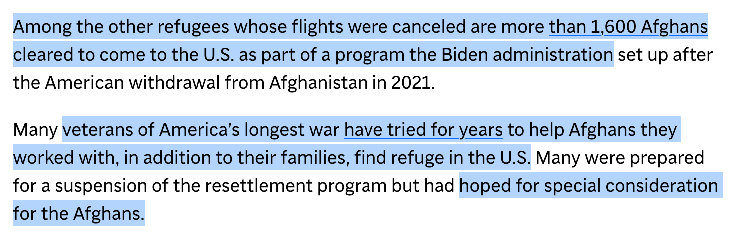 screenshot 2025 01 23 at 15 22 43 trump administration cancels travel for refugees already cleared to come to america ap news