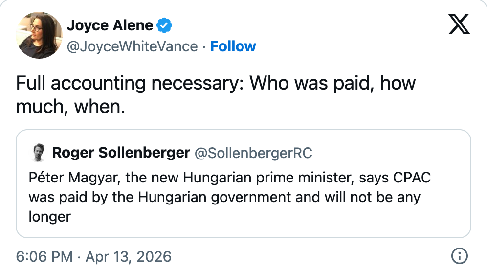 screenshot 2026 05 13 at 15 41 47 new hungarian pm says government was funding cpac but won’t anymore